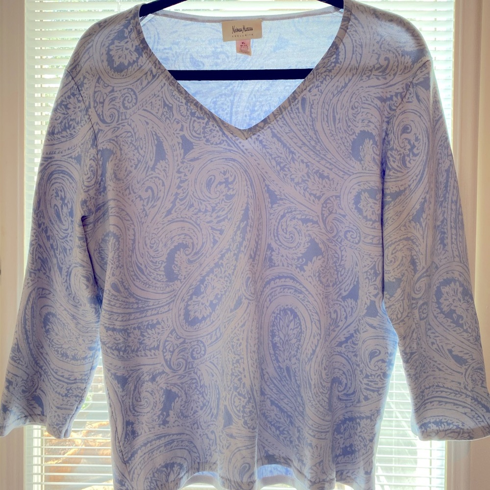 3/4 Sleeve Paisley Blouse by Neiman Marcus